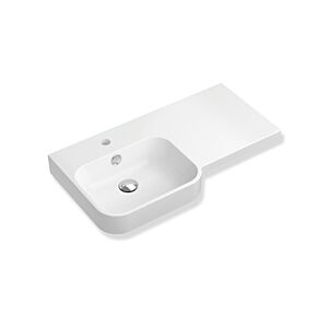 Hewi hand basin 950.11.017 with shelf on the right, 750 x 400 mm, with overflow, 1 tap hole, alpine white