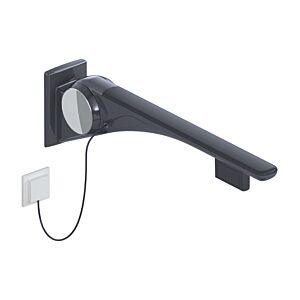 Hewi 802 Rail d&#39;appui rabattable LifeSystem 802.50.43460DR 750, anthracite brillant/anthracite mat, commande affleurante, touche de fonction, droite