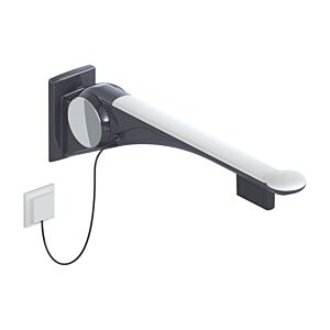 Hewi 802 LifeSystem barre d&#39;appui rabattable 802.50.44660TB 750 mm, anthracite brillant/ blanc mat, actionnement affleurant à droite