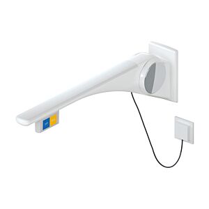Hewi 802 LifeSystem support arm 802.50.43660SD 900, white high gloss/white matt, flush actuation, function button, right