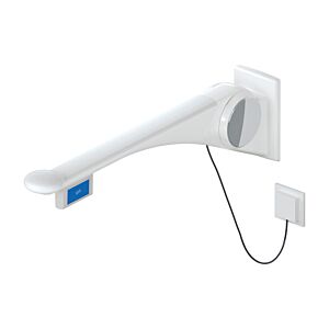 Hewi 802 LifeSystem barre d&#39;appui rabattable 802.50.44760SD 850 mm, blanc brillant/ blanc mat, déclenchement affleurant à droite