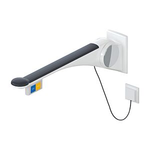 Hewi 802 LifeSystem support rail 802.50.45560GU 850 mm, white high gloss/anthracite matt, flush actuation, function button on the left