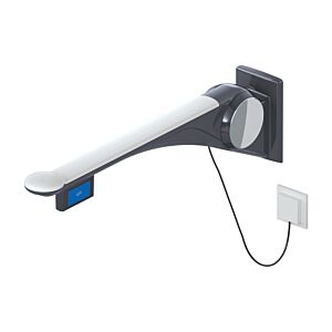 Hewi 802 LifeSystem barre d&#39;appui rabattable 802.50.44560TB 700 mm, anthracite brillant/ blanc mat, actionnement affleurant à droite