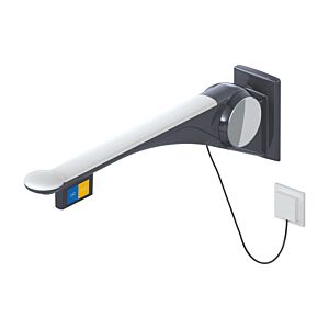 Hewi 802 LifeSystem folding support rail 802.50.45660TB 900 mm, anthracite high-gloss/matt white, flush actuation, function button on the left