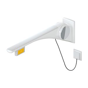 Hewi 802 Rail d&#39;appui rabattable LifeSystem 802.50.46560SD 700, blanc brillant/ blanc mat, bouton radio, droite