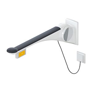 Hewi 802 LifeSystem barre d&#39;appui rabattable 802.50.47360GU 700 mm, blanc brillant/mat anthracite, touche de fonction à droite