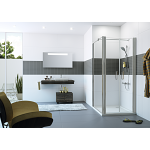 Hüppe Classics 2 swing door 4-sided C23805087321 90 x 200 cm, silver matt, ESG clear, for side wall