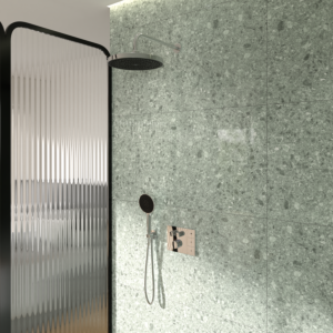 Ideal Standard shower fitting set – Ceratherm Navigo® A7892AA concealed thermostat with Easy-Box concealed body, Solos 3-function head and hand shower, chrome