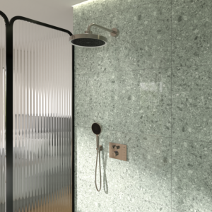 Ideal Standard Shower Fitting Set – Ceratherm Navigo® A7893GN Concealed Shower Thermostat with Easy-Box Concealed Body, Solos 3-Function Head and Hand Shower, LED Light Ring, Silver Storm