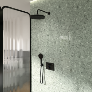 Ideal Standard Shower Fitting Set – Ceratherm Navigo® A7892XG Concealed Thermostat with Easy-Box Concealed Body, Solos 3-Function Head and Hand Shower, Silk Black