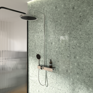 Ideal Standard Solos Duschsystem A7883AA mit Aufputz-Brausethermostat Ceratherm Navigo® mit Ablage, Kopfbrause mit LED-Leuchtring, 3-Funktions-Hand- & Kopfbraus, Chrom