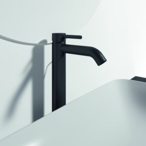 Ideal Standard Ceraline basin mixer BC194XG Silk Black, projection 150mm, raised base