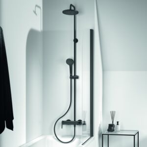 Ideal Standard Cerafine O shower system BC749XG with single lever shower mixer, hand shower, silk black