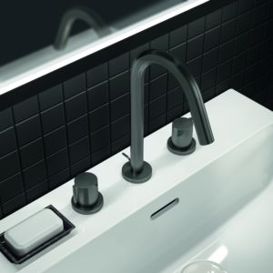 Ideal Standard Joy Waschtischarmatur BC783A5 mit Metall-Ablaufgarnitur, Ausladung 127mm, Magnetic Grey