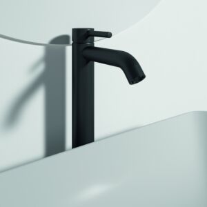 Ideal Standard Ceraline basin mixer BD137XG Silk Black, push-open waste set, 150mm projection