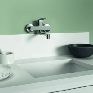 Ideal Standard Ceraplan robinet de cuisine BD341AA chromé , montage mural, saillie 198mm