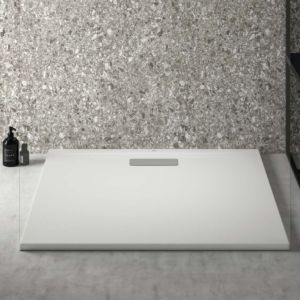 Ideal Standard Ultra Flat New rectangular shower tray T4482V1 waste set with cover, 100 x 90 x 801 cm, silk white