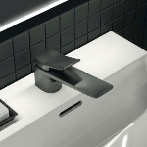 Ideal Standard Conca Waschtischarmatur BC754A5 ohne Ablaufgarnitur, Ausladung 132mm, Magnetic Gry