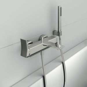 Ideal Standard Mitigeur bain Conca BC763GN apparent, avec set de douche, Silver Storm