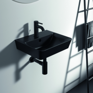 Ideal Standard Connect Air lave-mains E0307V3 avec trou pour robinetterie, 40 x 35 x 15 cm, noir mat
