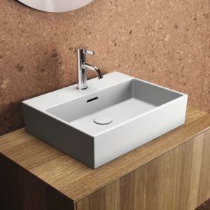 vasque à poser Ideal Standard Extra T3741V1 carré, 50x40x15 cm, trou pour 2000 , avec trop-plein, blanc soie