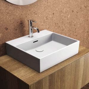 Ideal Standard Extra lavabo T3884V1 avec trou pour robinetterie, avec trop-plein, meulé, 500 x 450 x 150 mm, blanc soie