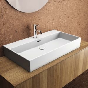 Ideal Standard Extra lavabo T3899V1 avec trou pour robinetterie, avec trop-plein, meulé, 800 x 450 x 150 mm, blanc soie