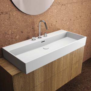 Ideal Standard Extra lavabo T3903MA avec 3 trous pour robinetterie, avec trop-plein, 1000 x 450 x 150 mm, blanc Ideal Plus