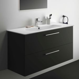 Ideal Standard i.life A paquet de lavabo pour meuble K8747NV 124x46x64,5cm, 1 trou pour robinetterie, poignée en chrome brossé, gris carbone mat