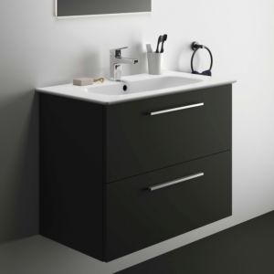 Ideal Standard i.life A meuble lavabo K8743NV 84x46x64,5cm, 1 trou pour robinetterie, poignée chrome brossé, gris carbone mat