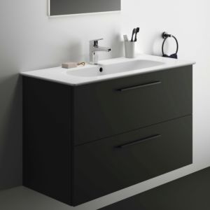 Ideal Standard i.life A furniture washbasin package K8746NV 104x46x64.5cm, 1 tap hole, handle black matt, carbon gray matt