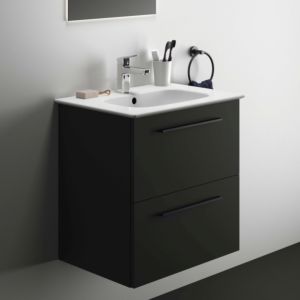 Ideal Standard i.life A paquet de lavabo pour meuble K8742NV 64x46x64,5cm, 1 trou pour robinet, poignée noir mat, gris carbone mat