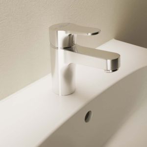 Ideal Standard Cerabase H80 mitigeur lavabo BC833AA chromé , avec garniture de vidange métallique0 , projection 106 mm, 3,8 l/min