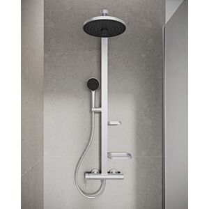 Ideal Standard Alu+ Shower System BD584SI with Shower Mixer, 2 Shelves, silver