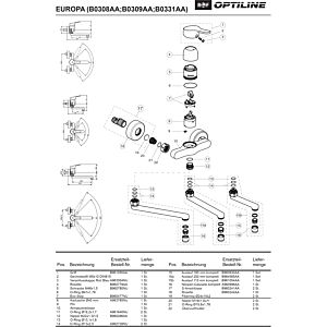 Ideal Standard , G3 / 4, 110 mm, B961054AA cpl. pour B0106, chrome