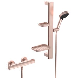 Ideal Standard Alu+ Ceratherm shower combination BE227RO with shower thermostat, 60cm shower rail, 2F hand shower, 8l, rosé