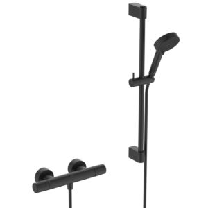 Combinaison de douche Ideal Standard Ceratherm T 25N A8536XG avec thermostat de douche, barre de douche 60 cm, douchette à main 2 fonctions, 8 l, noir soie