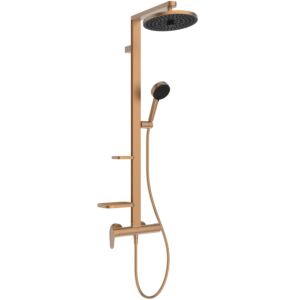 Système de douche Ideal Standard CeraflowAlu+ BD584BR, 2 étagères, douchette et pommeau de douche, bronze