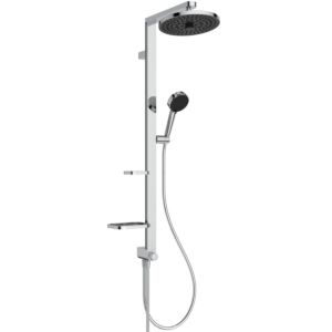 Ideal Standard CERATWIST ALU+ Duschsystem BD585AA 338x501x1104 mm,  2 Ablagen, Handbrause, Kopfbrause Chrom