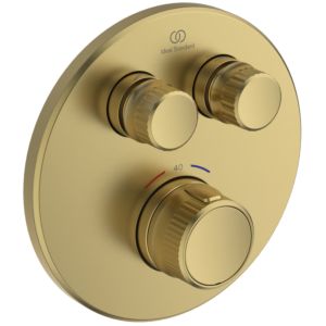 Ideal Standard CeraTherm Navigo Brausethermostat Unterputz A7296A2 rund, 2 Entnahmen, Fertigmontageset, brushed gold