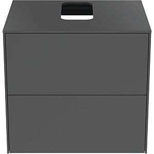 Ideal Standard vasque Conca T3940Y2 avec découpe, 2 tiroirs, 60x50,5x55 cm, centre, laqué anthracite mat