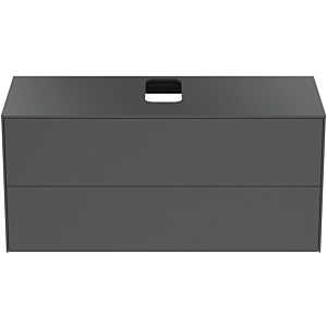 Ideal Standard vasque Conca T3943Y2 avec découpe, 2 tiroirs, 120x50,5x55 cm, centre, laqué anthracite mat