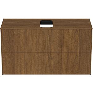 Ideal Standard Conca vanity unit T3948Y5 with cut-out, 2 pull-outs, 100x37x55 cm, center, dark walnut veneer