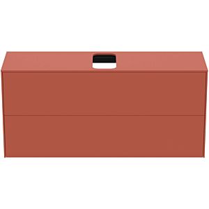 Ideal Standard vasque Conca T3949Y3 avec découpe, 2 tiroirs, 120x37x55 cm, centre, laqué mat Sunset