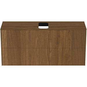 Ideal Standard vasque Conca T3949Y5 avec découpe, 2 tiroirs, 120x37x55 cm, centre, placage noyer foncé