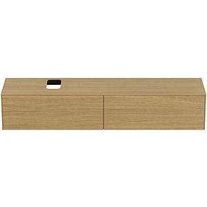 Ideal Standard vasque Conca T3986Y6 avec découpe, 2 tiroirs, 200x50,5x37 cm, placage Eiche hell