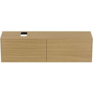 Ideal Standard Conca Waschtisch-Unterschrank T3992Y6 mit Ausschnitt, 4 Auszüge, 200x50,5x55 cm, rechts/links, Eiche hell Furnier