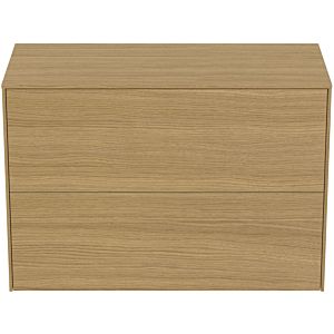 Ideal Standard Conca Waschtisch-Unterschrank T4328Y6 ohne Ausschnitt, 2 Auszüge, 80x37x55 cm, Eiche hell Furnier