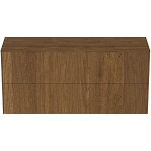 Ideal Standard vasque Conca T4330Y5 sans découpe, 2 tiroirs, 120x37x55 cm, placage noyer foncé