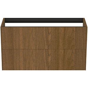 Ideal Standard Conca Waschtisch-Unterschrank T4353Y5 ohne Waschtisch-Platte, 2 Auszüge, 100x37x54 cm, Walnuss dunkel Furnier